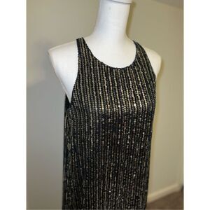 Francesca's Collections Black and Gold Sequin Mini Dress